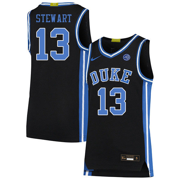 Men #13 Sean Stewart Duke Blue Devils College Basketball Jerseys Stitched Sale-Black